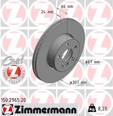 ZIMMERMANN Brzdový kotúč 150.2965.20 1
