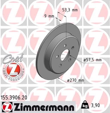 ZIMMERMANN Brzdový kotúč 155390620 1