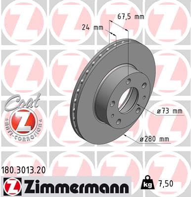 ZIMMERMANN Brzdový kotúč 180301320 1