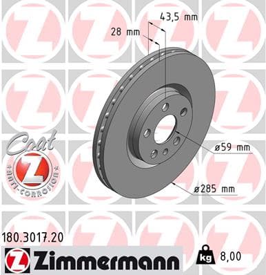 ZIMMERMANN Brzdový kotúč 180301720 1