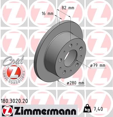 ZIMMERMANN Brzdový kotúč 180302020 1