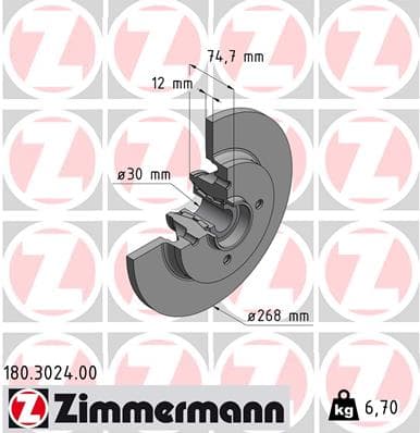 ZIMMERMANN Brzdový kotúč 180302400 1