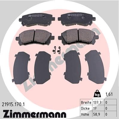 ZIMMERMANN Sada brzdových platničiek kotúčovej brzdy 219151701 1