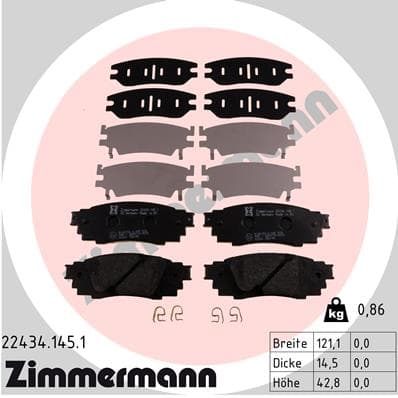 ZIMMERMANN Sada brzdových platničiek kotúčovej brzdy 224341451 1