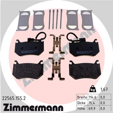 ZIMMERMANN Sada brzdových platničiek kotúčovej brzdy 22565.155.2 1