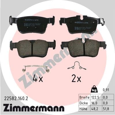 ZIMMERMANN Sada brzdových platničiek kotúčovej brzdy 22582.160.2 1