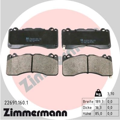 ZIMMERMANN Sada brzdových platničiek kotúčovej brzdy 22691.160.1 1