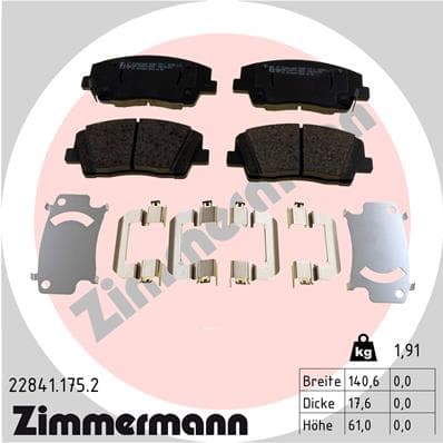 ZIMMERMANN Sada brzdových platničiek kotúčovej brzdy 22841.175.2 1
