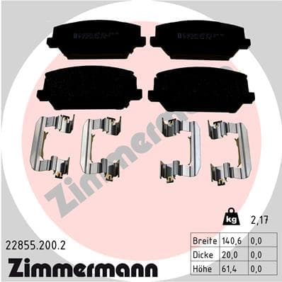 ZIMMERMANN Sada brzdových platničiek kotúčovej brzdy 22855.200.2 1