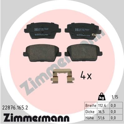 ZIMMERMANN Sada brzdových platničiek kotúčovej brzdy 22876.165.2 1
