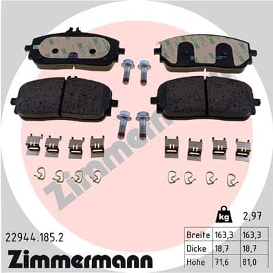 ZIMMERMANN Sada brzdových platničiek kotúčovej brzdy 22944.185.2 1