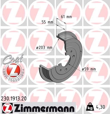 ZIMMERMANN Brzdový bubon 230191320 1
