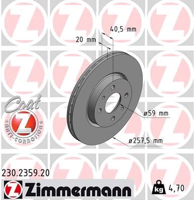 ZIMMERMANN Brzdový kotúč 230235920 1