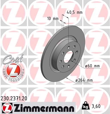ZIMMERMANN Brzdový kotúč 230237120 1