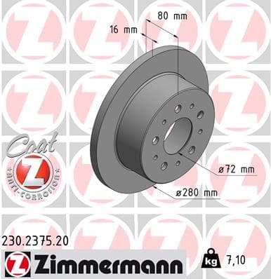 ZIMMERMANN Brzdový kotúč 230237520 1