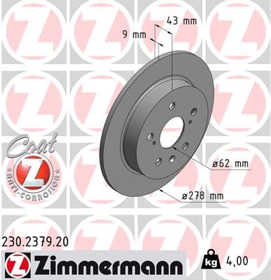 ZIMMERMANN Brzdový kotúč 230237920 1