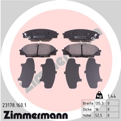 ZIMMERMANN Sada brzdových platničiek kotúčovej brzdy 231781601 1