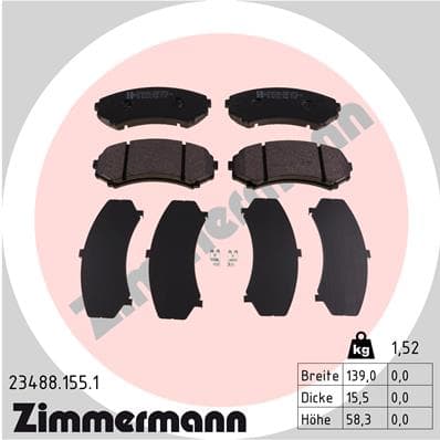 ZIMMERMANN Sada brzdových platničiek kotúčovej brzdy 234881551 1
