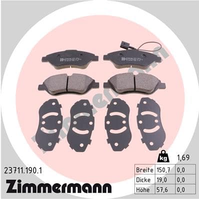 ZIMMERMANN Sada brzdových platničiek kotúčovej brzdy 237111901 1