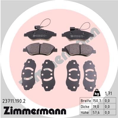 ZIMMERMANN Sada brzdových platničiek kotúčovej brzdy 237111902 1