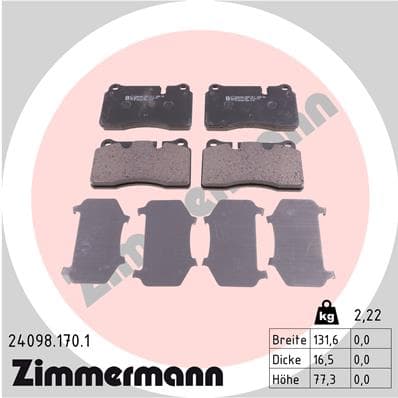 ZIMMERMANN Sada brzdových platničiek kotúčovej brzdy 240981701 1