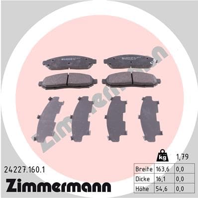 ZIMMERMANN Sada brzdových platničiek kotúčovej brzdy 242271601 1