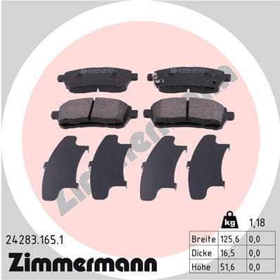ZIMMERMANN Sada brzdových platničiek kotúčovej brzdy 242831651 1
