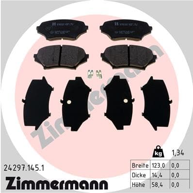 ZIMMERMANN Sada brzdových platničiek kotúčovej brzdy 24297.145.1 1