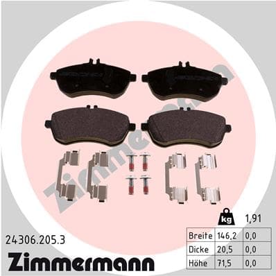 ZIMMERMANN Sada brzdových platničiek kotúčovej brzdy 243062053 1