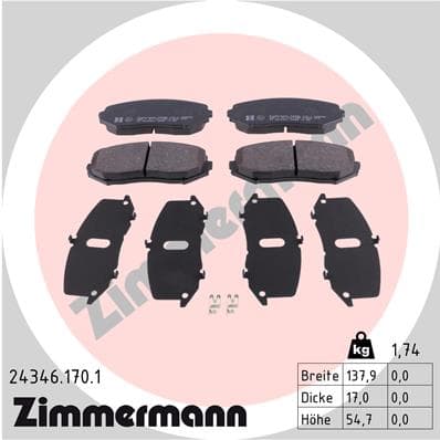 ZIMMERMANN Sada brzdových platničiek kotúčovej brzdy 243461701 1