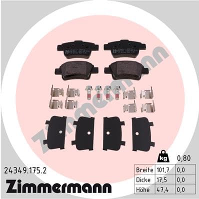ZIMMERMANN Sada brzdových platničiek kotúčovej brzdy 243491752 1