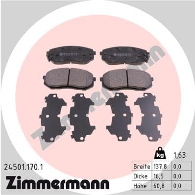 ZIMMERMANN Sada brzdových platničiek kotúčovej brzdy 245011701 1