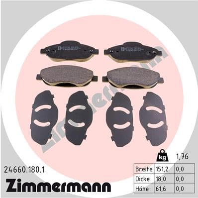 ZIMMERMANN Sada brzdových platničiek kotúčovej brzdy 246601801 1