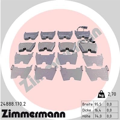 ZIMMERMANN Sada brzdových platničiek kotúčovej brzdy 248881702 1