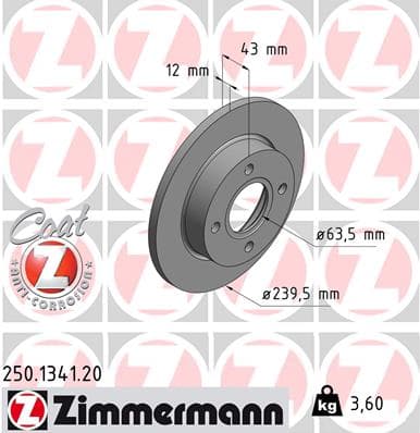 ZIMMERMANN Brzdový kotúč 250134120 1