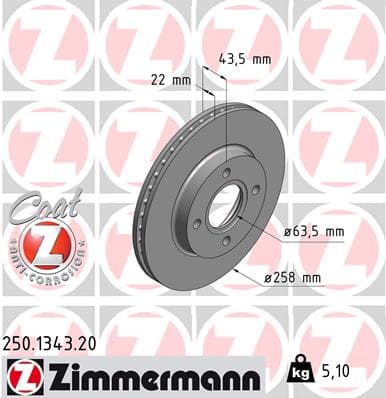 ZIMMERMANN Brzdový kotúč 250134320 1