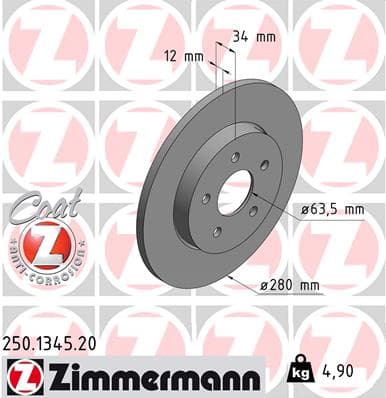 ZIMMERMANN Brzdový kotúč 250134520 1