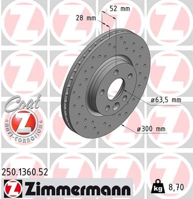 ZIMMERMANN Brzdový kotúč 250136052 1