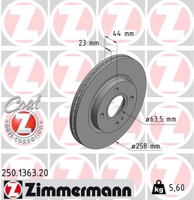 ZIMMERMANN Brzdový kotúč 250136320 1