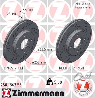 ZIMMERMANN Brzdový kotúč 250.1363.53 1