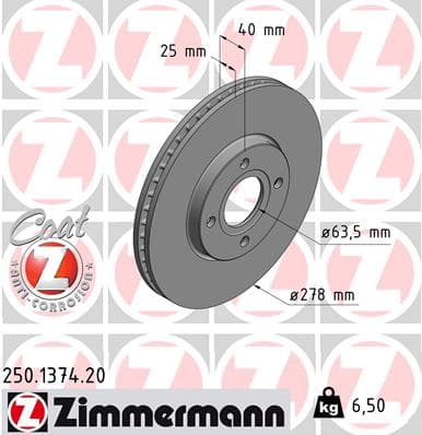 ZIMMERMANN Brzdový kotúč 250137420 1