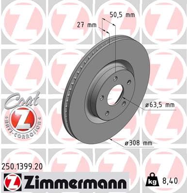 ZIMMERMANN Brzdový kotúč 250.1399.20 1
