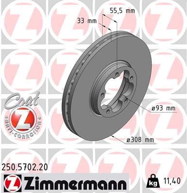 ZIMMERMANN Brzdový kotúč 250.5702.20 1