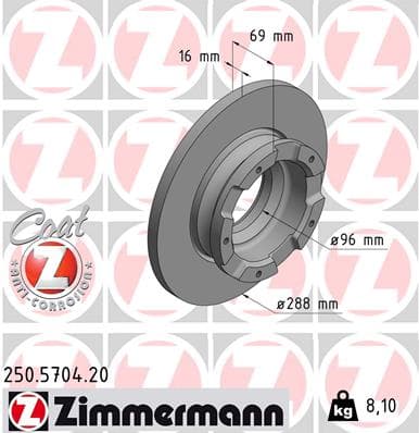 ZIMMERMANN Brzdový kotúč 250.5704.20 1