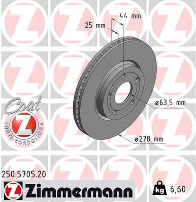 ZIMMERMANN Brzdový kotúč 250.5705.20 1