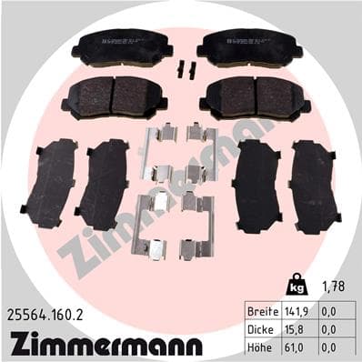 ZIMMERMANN Sada brzdových platničiek kotúčovej brzdy 255641602 1