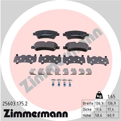 ZIMMERMANN Sada brzdových platničiek kotúčovej brzdy 256031752 1