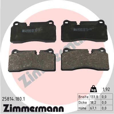 ZIMMERMANN Sada brzdových platničiek kotúčovej brzdy 25814.180.1 1