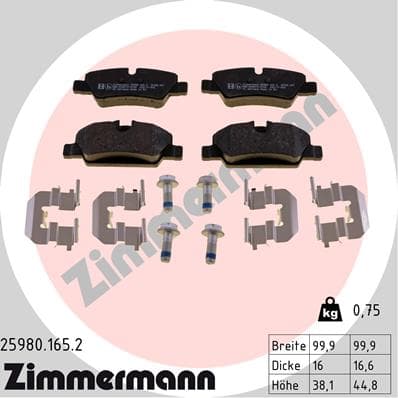 ZIMMERMANN Sada brzdových platničiek kotúčovej brzdy 259801652 1