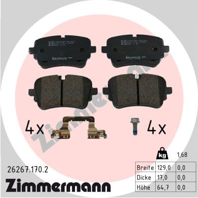 ZIMMERMANN Sada brzdových platničiek kotúčovej brzdy 26267.170.2 1